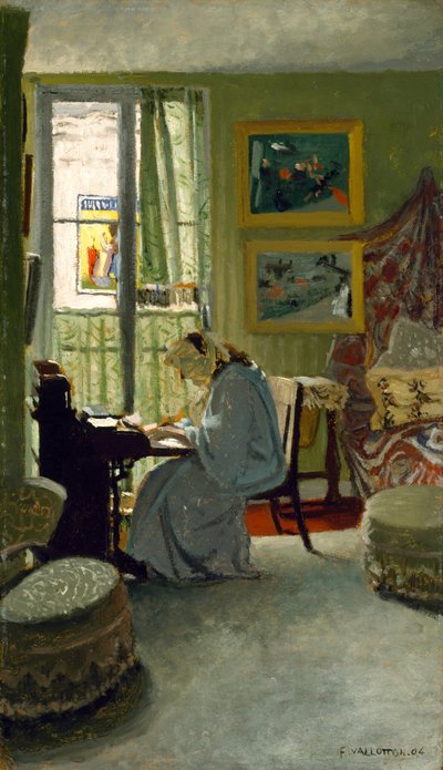 Woman Writing in an Interior by Felix Edouard Vallotton