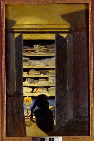 Woman Searching in a Closet by Felix Edouard Vallotton
