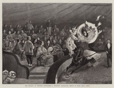 The Advance of the Western Civilization, a European Travelling Circus at Hong Kong, China by Felix Hippolyte Lucas