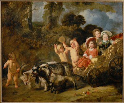 Aristocratic Children in a Carriage Drawn by Goats by Ferdinand Bol