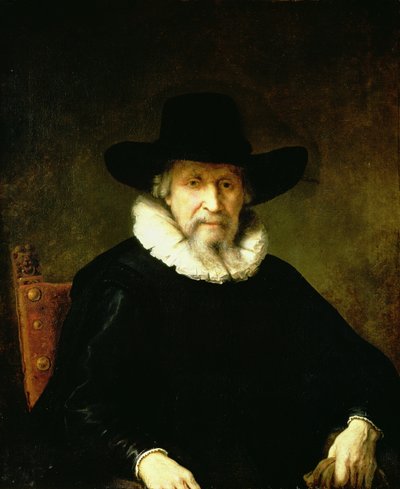 Portrait of a Gentleman Wearing a Ruff and Dark Clothes with a Wide-Brimmed Hat by Ferdinand Bol