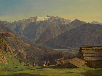 View of the Dachstein with Hallstättersee from the Hütteneckalpe near Ischl by Ferdinand Georg Waldmüller