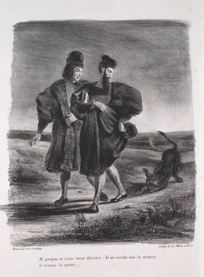 Illustrations for Faust: Faust, Mephistopheles and the Barbet, 1828 by Ferdinand Victor Eugene Delacroix