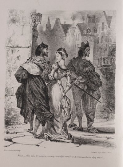 Illustrations for Faust: Faust Seeks to Allure Marguerite by Ferdinand Victor Eugene Delacroix