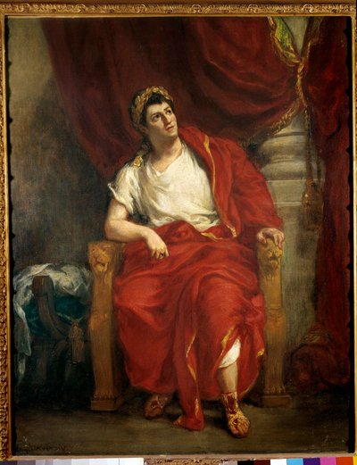 Portrait of Comedian Francois-Joseph Talma Interpreting Nero in the Play Britannicus by Jean Racine. 1853. Paris, French Comedy by Ferdinand Victor Eugene Delacroix