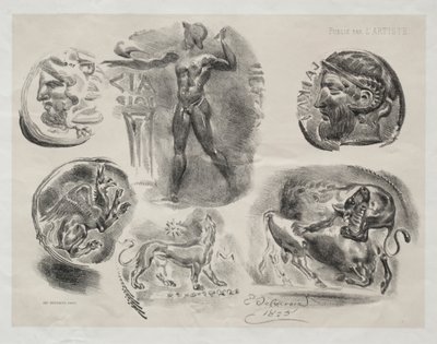 Sheet with Six Antique Medals, 1825 by Ferdinand Victor Eugene Delacroix