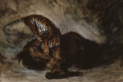 Tiger Attacking a Horse by Ferdinand Victor Eugene Delacroix