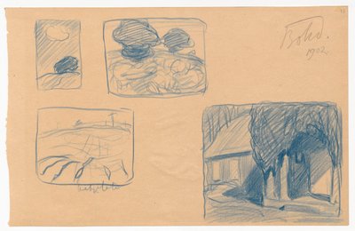 Four Sketches: a) Cloud, b) Hills, c) Indian Summer, d) Porch at Night by Ferdynand Ruszczyc