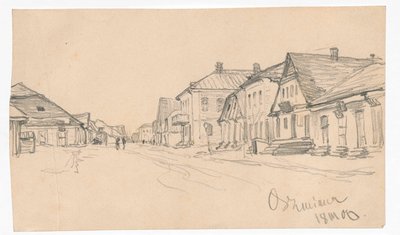 Street in Oszmiana; verso: outline of a door by Ferdynand Ruszczyc