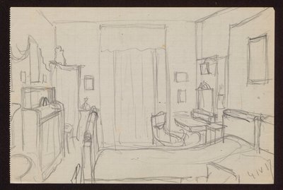 Interiors of "Muru" in Bohdanów - bedroom of Gina and Ferdynand Ruszczyc by Ferdynand Ruszczyc