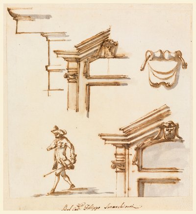 Architectural Details and Figure Study, 1760–75 by Filippo Marchionni