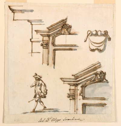 Architectural Details and Figure Study, 1760–75 by Filippo Marchionni