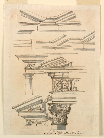 Studies for Entablatures and Pediment, ca. 1770 by Filippo Marchionni