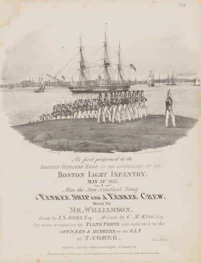 A Yankee Ship and a Yankee Crew (Sheet Music Cover) by Fitz Henry Lane