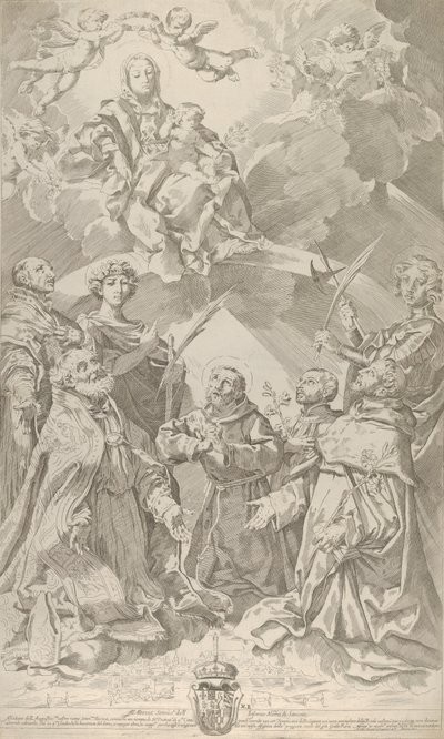 Patron Saints of Bologna Looking Upwards at the Virgin Who is Seated in the Clouds by Flaminio Torre
