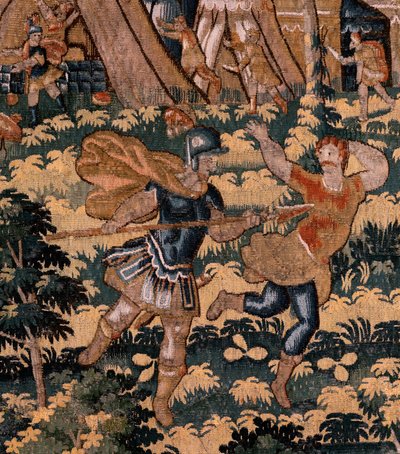 Story of Cyrus. No V Combat between two warriors and the death of Cyrus. Ca 1590 by Flemish School
