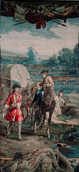 Landscape with Battle Scene and Horse and Cart in the Foreground, from 