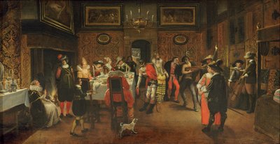 Masked Guests with Musicians by Flemish School