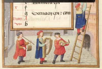 Musicians in a Cobbled Street, from a 
