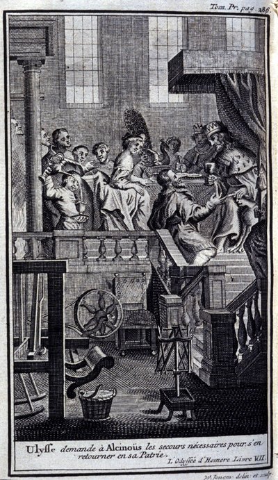 Ulysses asks Alcinous for help to return to his homeland (Illustration for book VII of the Odyssey) by Flemish School