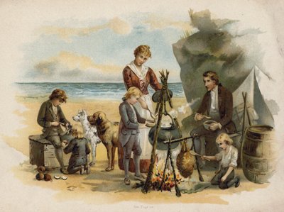 Scene from The Swiss Family Robinson: Supper Time after the First Expedition by Florence Maplestone