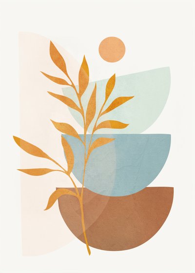 Earthy Botanical Abstract by Flow Line