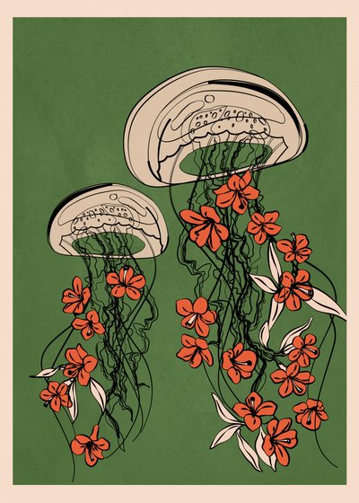 Floating Floral Jellyfish by Flow Line