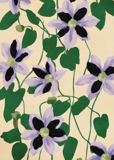 Purple Floral Vines by Flow Line