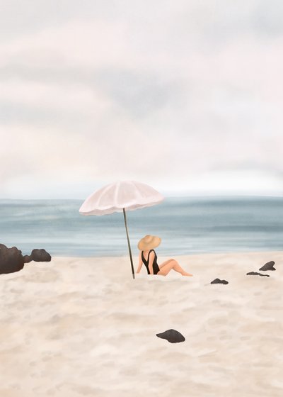 Serene Beach Scene by Flow Line