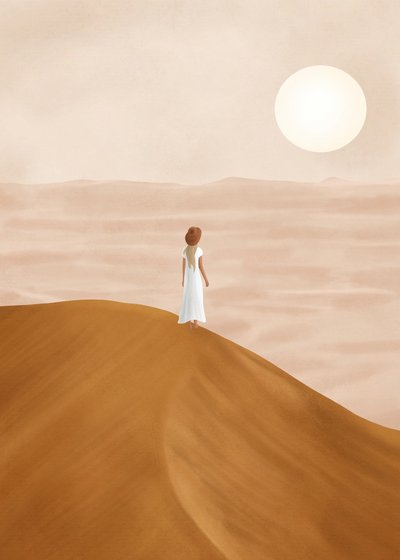 Solitary Desert Journey by Flow Line