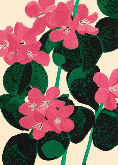 Vibrant Pink Blooms by Flow Line