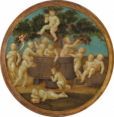 Putti with a Wine Press by Follower of Raphael