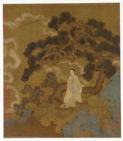 Lady Under a Gnarled Pine Tree by Formerly attributed to Zhou Wenju