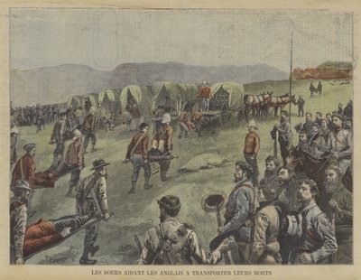 Boers helping the British to move their dead from the battlefield by Fortune Louis Meaulle