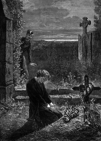 Illustration for novel Les Miserables by Victor Hugo (3rd part: Marius) (engraving by Meaulle: Marius) by Fortune Louis Meaulle
