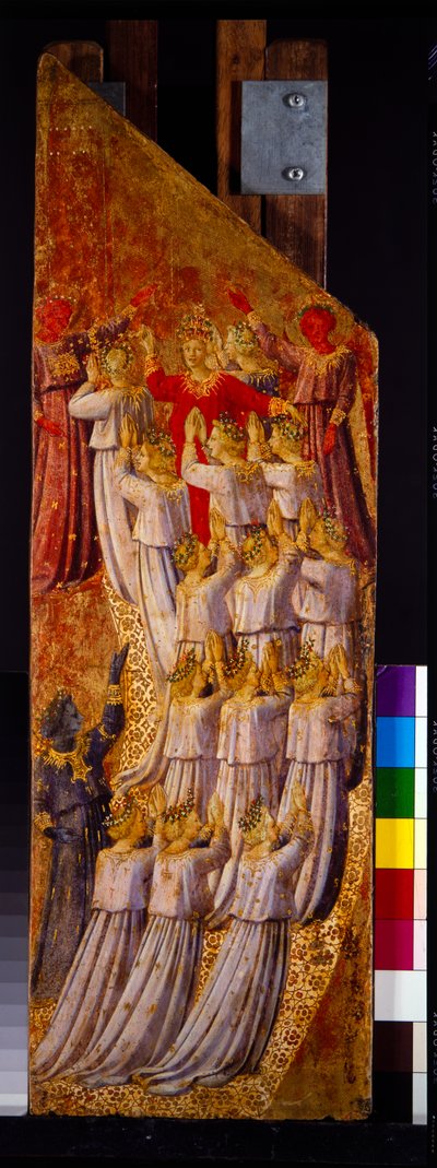 Two panels from the Last Judgement showing the Ascent into Heaven & the Descent into Hell by Fra (c.1387 1455) Angelico