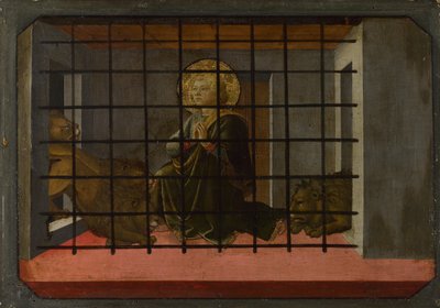 Saint Mamas in Prison thrown to the Lions Predella Panel of the Pistoia Santa Trinità Altarpiece by Fra Filippo Lippi