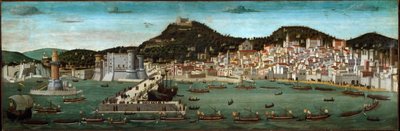 Tavola Strozzi: the return of the Aragonese fleet victorious in the battle of Ischia in 1465 by Francesco (attr.) Rosselli