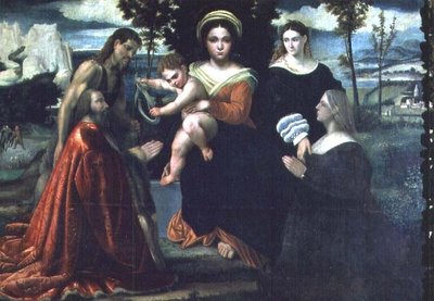 Madonna and Child Enthroned with Saints and Donors by Francesco Torbido