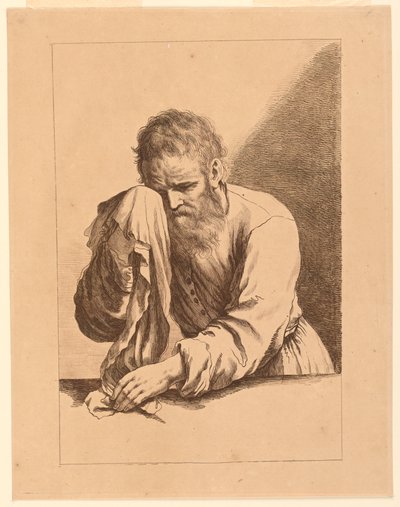 Old Man Weeping, after a Drawing by Guercino by Francesco Bartolozzi