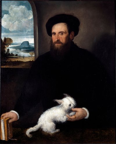 Portrait of the Gentleman with the Little Dog by Francesco Beccaruzzi