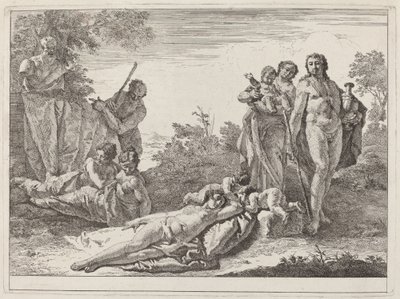 Apollo and Nymphs in a Landscape with a Bust of Pan by Francesco Fontebasso