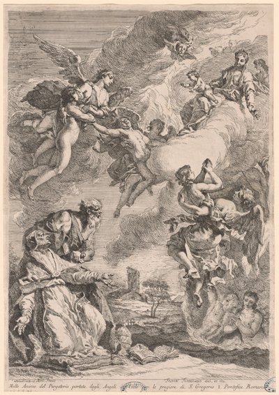 Pope Gregory the Great and Saint Vitale Interceding for the Souls in Purgatory by Francesco Fontebasso, after Sebastiano Ricci