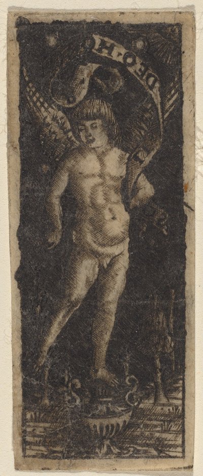 Cherub on a Vase with Inscription: 