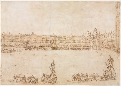 A Procession of Triumphal Cars in the Piazza San Marco, Venice, Celebrating the Visit by Francesco Guardi