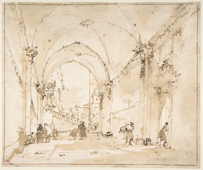 Architectural Capriccio: Vaulted Passageway Leading to a Square by Francesco Guardi