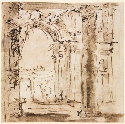 Pair of Drawings: Sketch of the Labyrinth of the Villa Pisani and Piazza San Marco with Doges