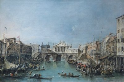 The Rialto Bridge after the design by Palladio by Francesco Guardi