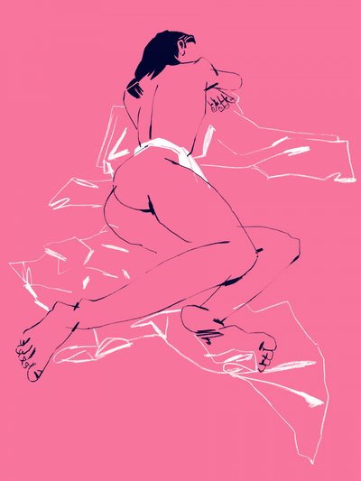 A Girl Sleeping Back View Pink by Francesco Gulina