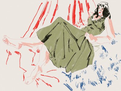 Green Dress Fashion Sketch by Francesco Gulina